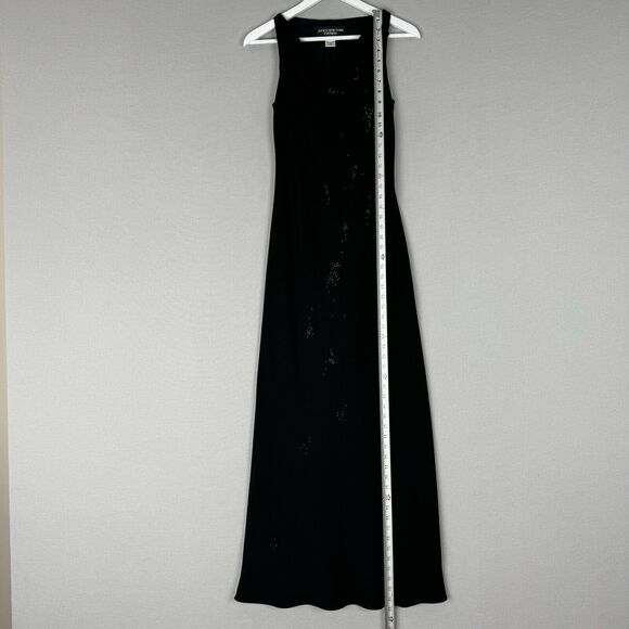 Vintage Jones New York Womens Dress 4 Black Cowl Beaded Crepe Gown Formal Prom - Picture 5 of 13